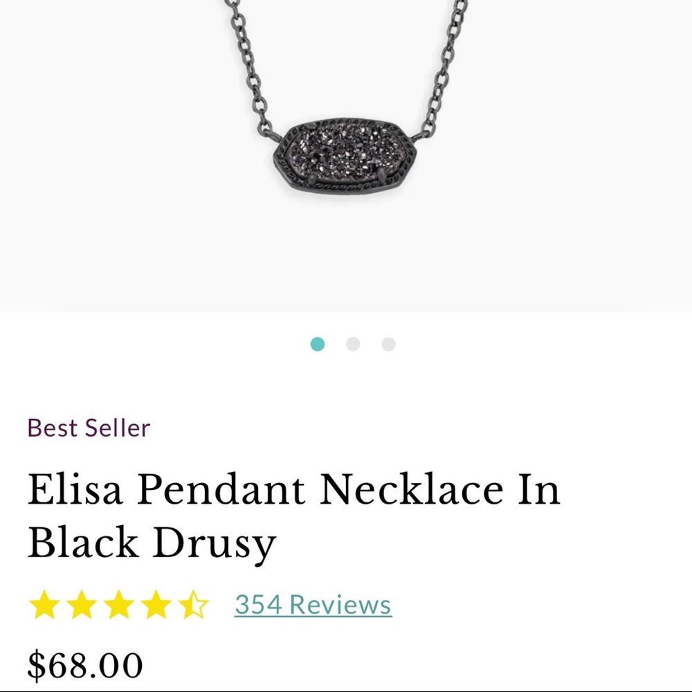 Kendra Scott Black Drusy Pendant Necklace